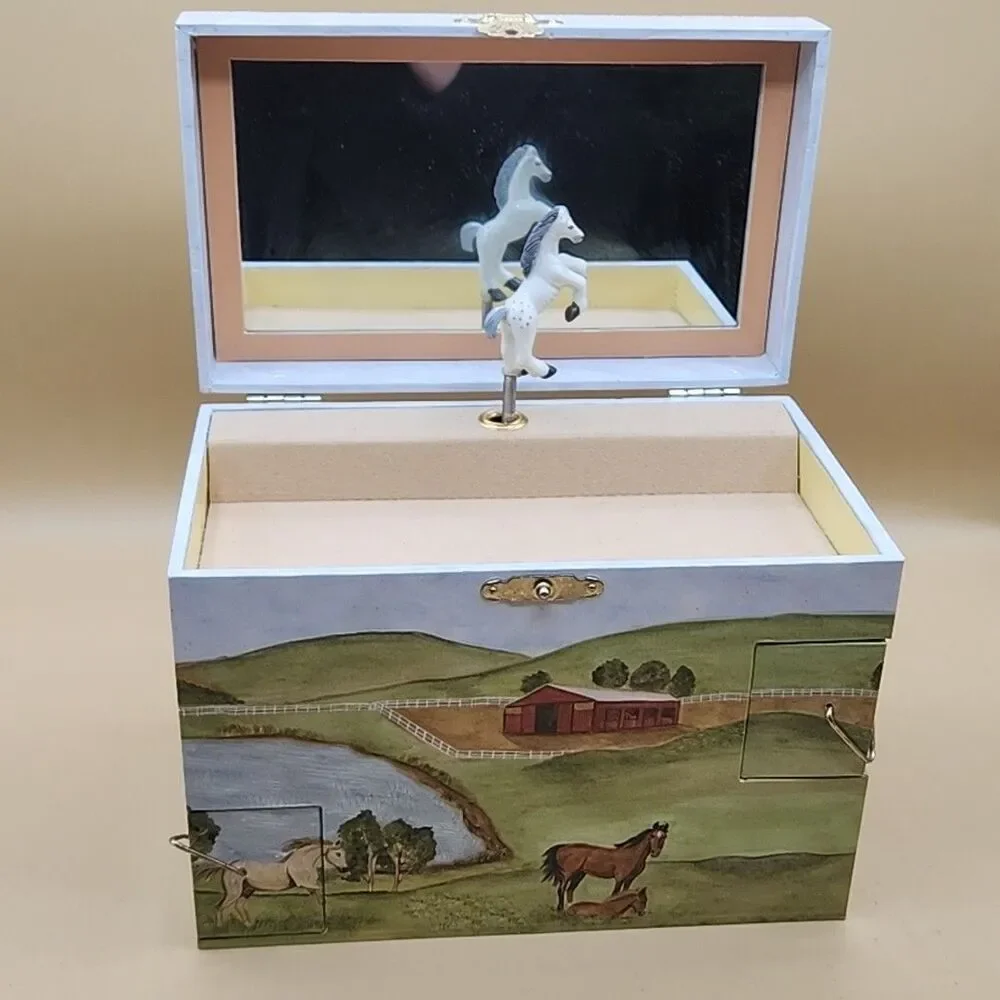 Horse Musical Jewelry Box Boys Girls Enchantmints Hide Away Horse Treasure Gift